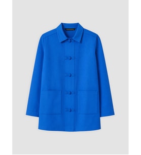 LCW Modest Mavi Çin Düğmeli Kadın Gabardin Ceket