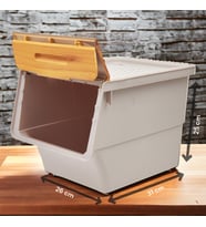 Motek MT06B Freebox 12 Litre  Bambu Desenli Tekerlekli Tekli Organizer