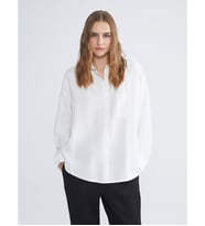 LCWAIKIKI Classic Beyaz Dokulu Oversize Kadın Gömlek