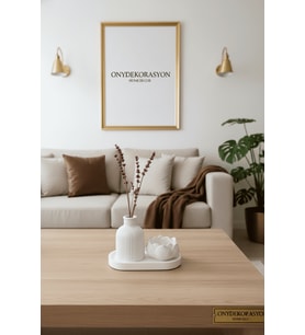 Dekoratif Lotus Çiçeği Temalı 3’lü Set – Vazo, Mumluk ve Organizer Tabak