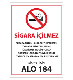 sigara Içilmez Uyarı Levhası Pvc Kaplı A4