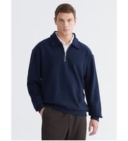 LCW Vision Lacivert Polo Yaka Erkek Sweatshirt