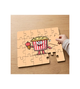 Dondurma Yiyen Sevimli Mısır Tasarımlı 24 Parça Ahşap Çocuk Puzzle MPK0356