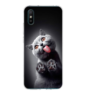 PrintiFy Xiaomi Redmi 9A ile Uyumlu 1mm Slim Fit Kedi 2 050c Baskılı Şeffaf  Kılıf