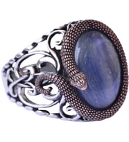 925K Solid Sterling Silver Erkek Yüzüğü Doğal Taşlarla - El Yapımı Zarafet (Kyanit Taşı)