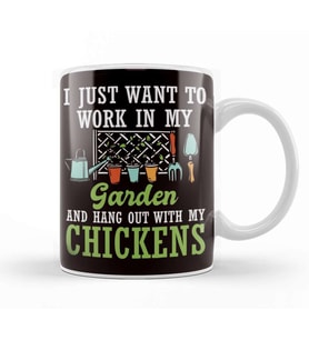 Garden Work Chickens Gardener Gardening Planting Plants Lawn Kupa Bardak Porselen