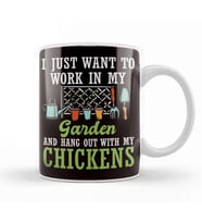 Garden Work Chickens Gardener Gardening Planting Plants Lawn Kupa Bardak Porselen