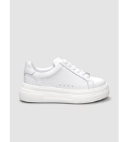 %100 Hakiki Deri Beyaz Bağcıklı Kadın Sneaker