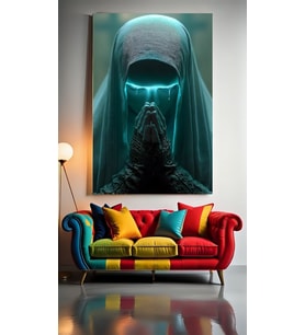 NEON RENKLİ RAHİBE V1 Ev Duvar Salon Güzellik Salonu Ofis Dükkan Dekarasyon Kanvas Tablo (Çok Renkli)