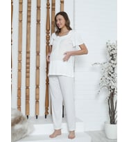 imissi oh. Kare Yaka Aplikeli Pijama Takımı - Ekru