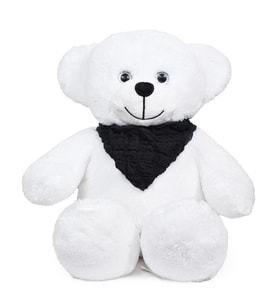 65 cm Fularlı Beyaz Peluş Ayıcık – En Sevimli Hediye Seçeneği (Siyah)