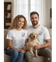 Sevgililer Günü Özel Köpek Babası & Köpek Annesi Tişört Seti – Çiftlere Özel Uyumlu T-Shirt (Beyaz)