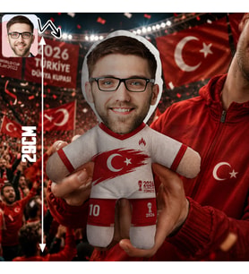 BK Gift Kişiye Özel Türkiye Taraftar Temalı 2026 Dünya Kupası Tasarımlı Bebek Yastık -6, Tek Yürek Milli Takım Ruhu