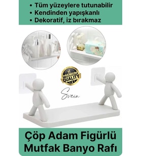 Sevimli İnsan Motifli Banyo Mutfak Ofis Baharat Raf Modern Organizer Düzenleyici Çöp Adam Çok Amaçlı