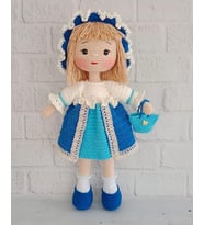 Mavi Yaban Gülü Bebek Amigurumi Organik Oyuncak