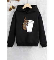 Çocuk Tupac Coffee Baskılı Sweatshirt (Siyah)