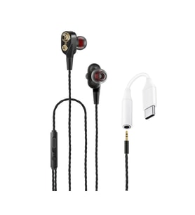 Tecno 2023 Hot Beats 3D Hifi 4 Hoparlörlü Pova Neo 2 Type-C to 3.5mm Jack Dönüştürücü Kablolu Mikrofonlu Kulaklık Siyah