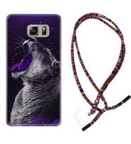 Samsung S7 Edge S20 Fe Plus Ultra S21 S22 Kılıf Boyun Asklı Rasta Silikon Purple Leopar 1750