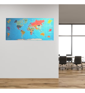 Renkli Atlas Dünya Haritası Manyetik Yapıştırıcı Gerektirmeyen Duvar Stickerı 118 CM * 56 CM (5343)