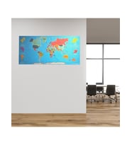 Renkli Atlas Dünya Haritası Manyetik Yapıştırıcı Gerektirmeyen Duvar Stickerı 118 CM * 56 CM (5343)