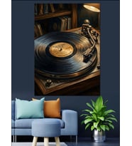 Gramofon Plak Çalar Ve Müzik Dekoratif Kanvas - Mdf Ahşap Tablo