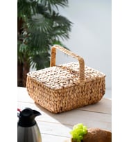 Wicker Kapaklı Hasır Piknik Sepeti - 36 cm