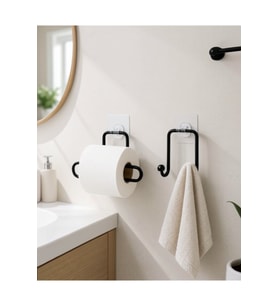 Banyo Mutfak Yapışkanlı Havlu Askılığı Rulo Kağıt Tutucu Set