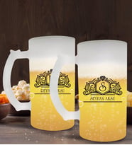 BK Gift Kişiye Özel İsimli 2’li Buzlu Cam Bira Bardağı 50cl-13 (Beyaz)