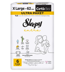 Sleepy Extra Bebek Bezi Ultra Paket 6 Beden XL 62 Adet - Standart