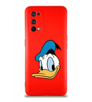 Realme 7 Pro Soft Premier Kapak Donald Duck-B Tasarımlı Silikon Kılıf - Kırmızı (Şeffaf)