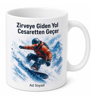 Snowboard Kar Tozları Çizimli Kışın Soğuğunda İçini Isıtan Heyecan Kupa Bardak Hediye