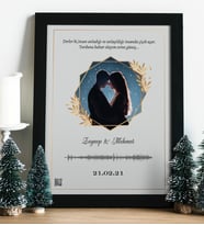Kişiye Özel Fotoğraflı Sevgiliye Hediye 30x40 cm QR Kodlu Çerçeveli Poster (Siyah)