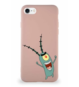 Apple iPhone 8 Soft Premier Kapak Plankton Tasarımlı Silikon Kılıf - Pudra (Şeffaf)