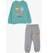 Breeze Erkek Bebek Eşofman Takımı Yüzü Hareketli 9 Ay-3 Yaş, Su Yeşili