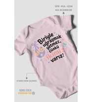 Biriyle uğraşmak yetmez, yazılı Kısa Kollu Bebek Body %100 Pamuk