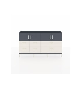 Arges Konsol 4 Raflı 6 Çekmeceli 4 Kapaklı 176x30x99 Antrasit-Antrasit/Aytaşı