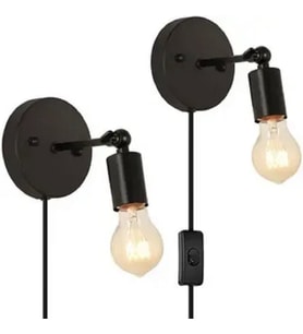 RİOLİGHT MODERN,RETRO,VİNTAGE SİYAH 1XE27 DUYLU FİŞLİ ANAHTARLI,KABLOLU METAL APLİK 1ADET FİYATIDIR
