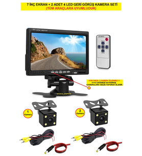 7 İNÇ EKRAN + 2 ADET 4 LED GECE GÖRÜŞLÜ  KAMERA SETİ