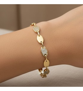 STİL İNCİSİ/XUPING JEWELRY OVAL ZİRKON TAŞLI BİLEKLİK (Altın Rengi)