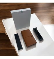 Deri 3 Içli Defter Ve Kalem Seti Düz - Çizgili - Kareli Lastik Kilitli (Taba)