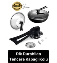 Premium Isıya Dayanıklı Dikey Tasarım Tencere Kapağı Kolu Kaldırma Aparatı Topuzu Siyah Pratik Rahat