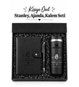 Kişiye Özel Hediye Seti Defter & Kalem & Stanley Fliptop Mug Premium Hediye