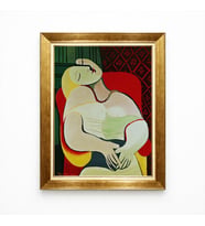 Tablore Pablo Picasso Rüyalar (The Dream) Ünlü Ressam Altın Çerçeveli Salon Tablosu