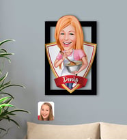 BK Gift Kişiye Özel İsimli Kadın Chef Karikatürlü 3D Ahşap Tablo-1
