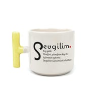 Sevgilim Baskılı Sarı Kulplu T Kupa