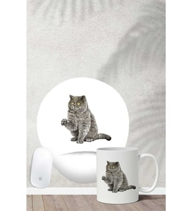 British Shorthair Desenli Bilek Destekli Mouse Pad Kupa Seti