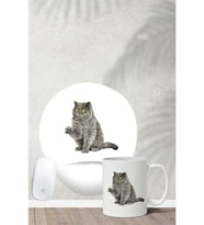British Shorthair Desenli Bilek Destekli Mouse Pad Kupa Seti