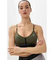 Nike Dri Fit Indy V Neck Light Support Womens Bra Khaki Kadın Sporcu Sütyeni Haki