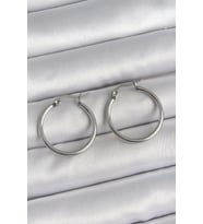 316 Çelik Gümüş Renk 22 mm Halka Model Kadın Küpe