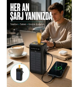 Kamp ve Outdoor Kullanıma Uygun Güneş Panelli Powerbank Yeni Nesil